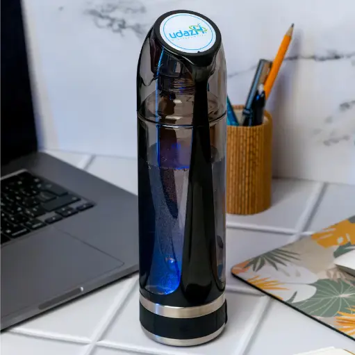 udazH Hydrogen water bottle Rechargeable & Portable : Black 